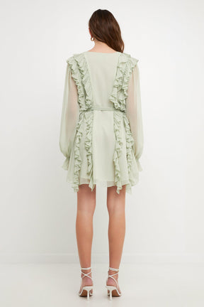 ENDLESS ROSE - Button Down Ruffle Mini Dress - DRESSES available at Objectrare