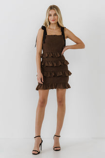 ENDLESS ROSE - Ruffle Detail Smocked Mini Dress - DRESSES available at Objectrare