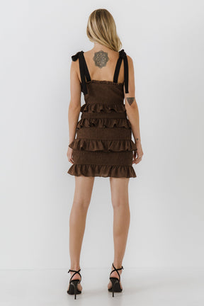 ENDLESS ROSE - Ruffle Detail Smocked Mini Dress - DRESSES available at Objectrare