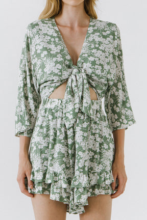 Printed Tie Romper