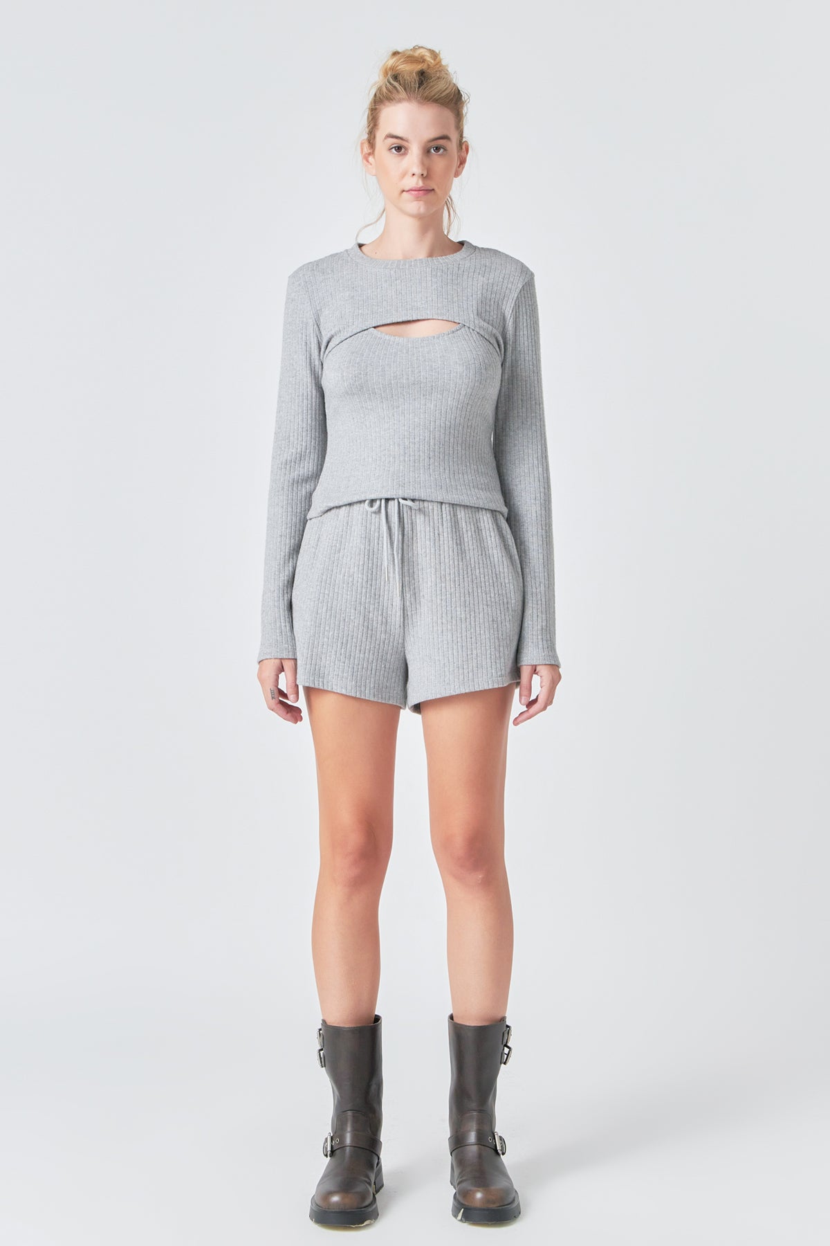 GREY LAB - Loungewear Knit Shorts - SHORTS available at Objectrare