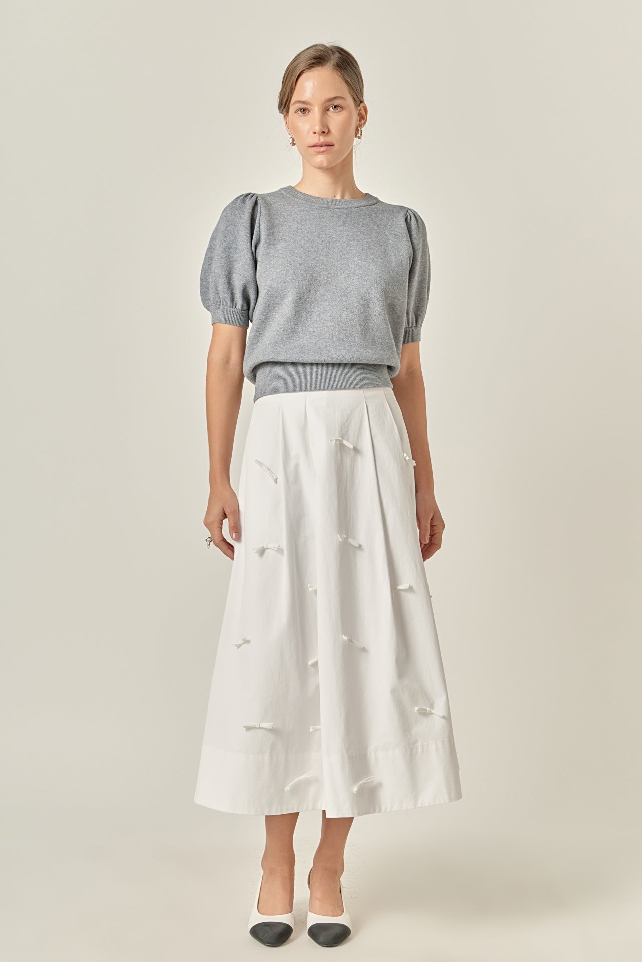 ENGLISH FACTORY - Short Puff Sleeve Knit Top - TOPS available at Objectrare