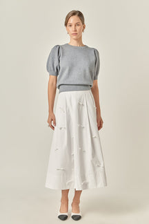 ENGLISH FACTORY - Short Puff Sleeve Knit Top - SWEATERS & KNITS available at Objectrare