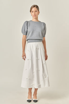ENGLISH FACTORY - Short Puff Sleeve Knit Top - SWEATERS & KNITS available at Objectrare