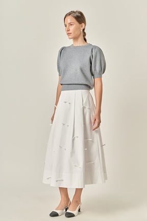 ENGLISH FACTORY - Short Puff Sleeve Knit Top - SWEATERS & KNITS available at Objectrare
