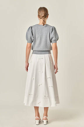 ENGLISH FACTORY - Short Puff Sleeve Knit Top - SWEATERS & KNITS available at Objectrare