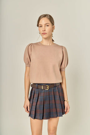 ENGLISH FACTORY - Short Puff Sleeve Knit Top - TOPS available at Objectrare