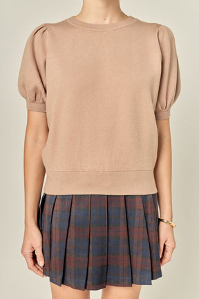 ENGLISH FACTORY - Short Puff Sleeve Knit Top - TOPS available at Objectrare
