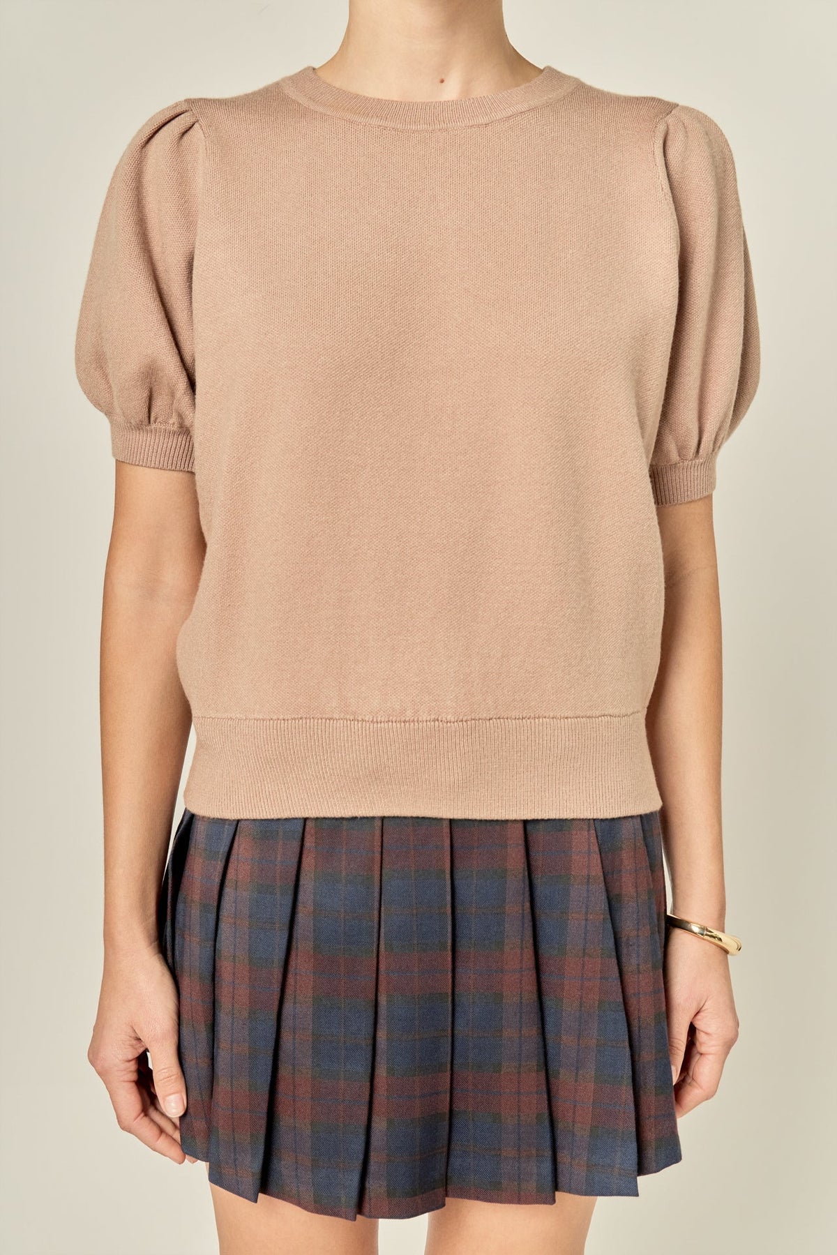 ENGLISH FACTORY - Short Puff Sleeve Knit Top - TOPS available at Objectrare