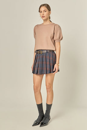 ENGLISH FACTORY - Short Puff Sleeve Knit Top - TOPS available at Objectrare