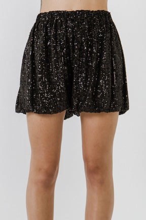 Sequins Blouson Shorts