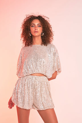 ENDLESS ROSE - Sequins Blouson Shorts - SHORTS available at Objectrare