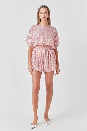 ENDLESS ROSE - Sequins Blouson Shorts - SHORTS available at Objectrare