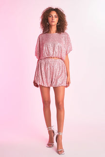 ENDLESS ROSE - Sequins Blouson Shorts - SHORTS available at Objectrare