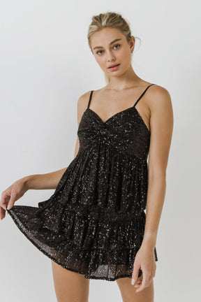 ENDLESS ROSE - Sequins Ruffled Skorts - SKORTS available at Objectrare