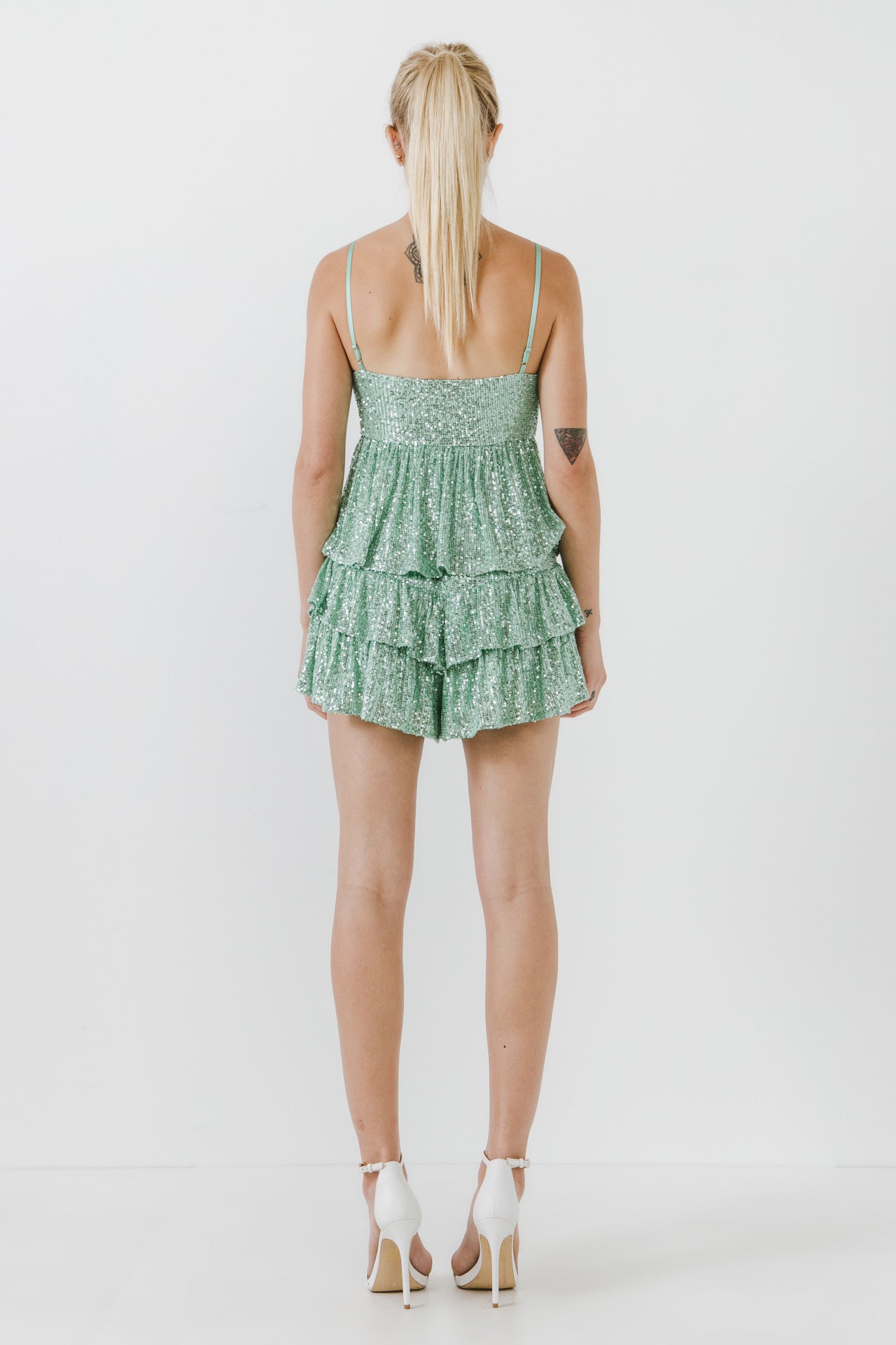 ENDLESS ROSE - Sequins Ruffled Skorts - SKORTS available at Objectrare