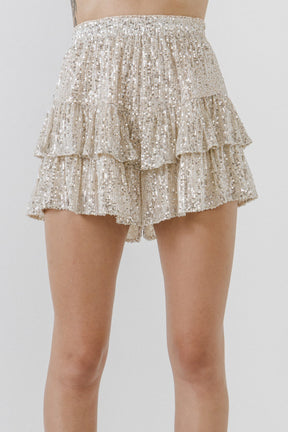 ENDLESS ROSE - Endless Rose - Sequins Ruffled Skorts - SKORTS available at Objectrare