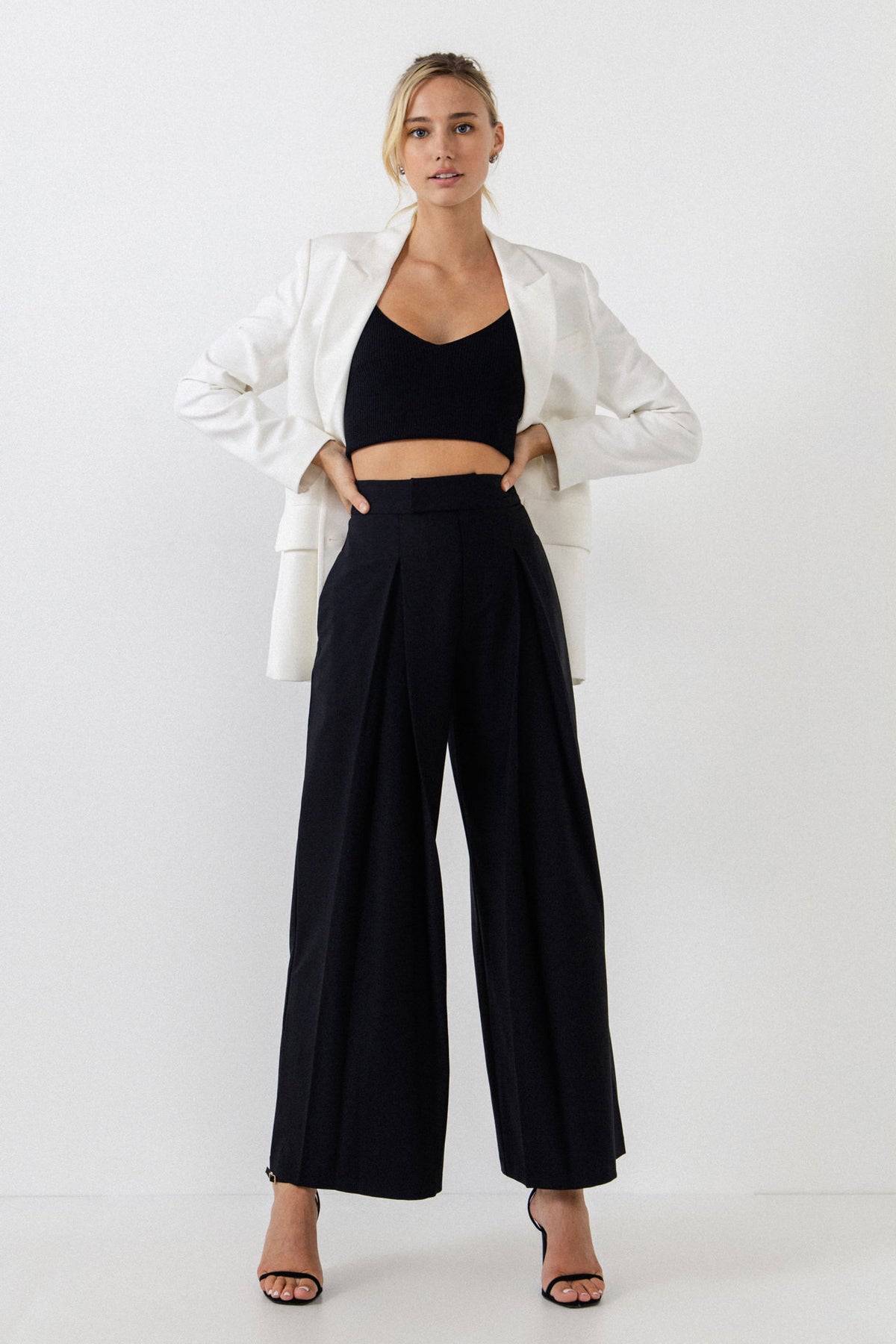 ENDLESS ROSE - Pleated Detail Wide Pants - PANTS available at Objectrare