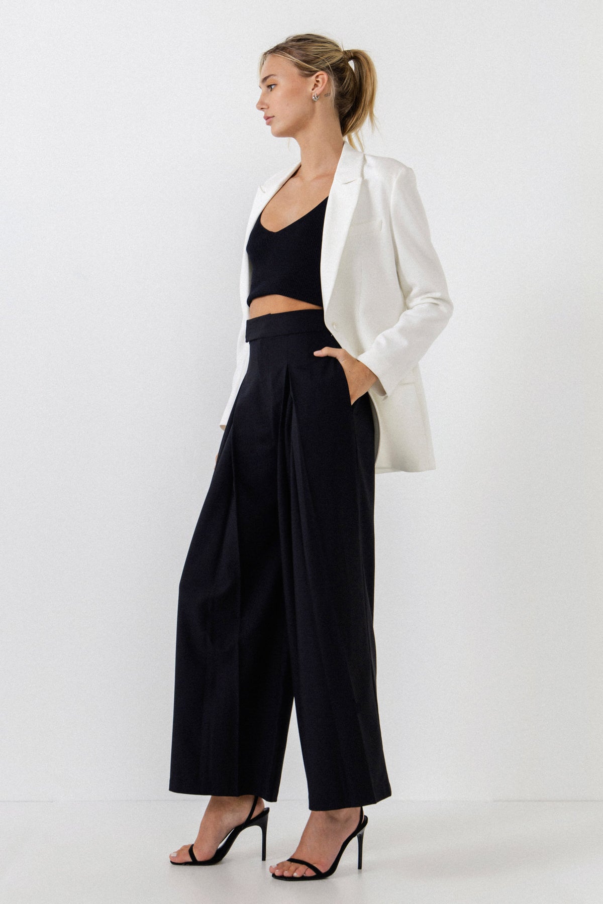 Endless Rose - Pleated Detail Wide Pants