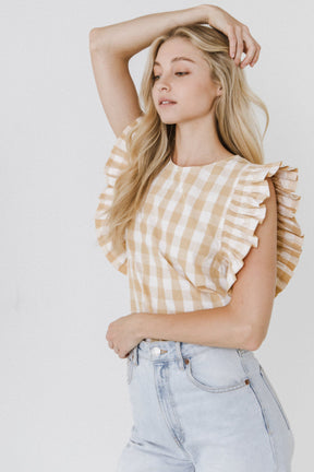 ENGLISH FACTORY - Gingham Ruffled Top - TOPS available at Objectrare