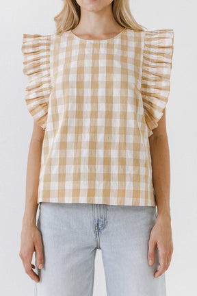 ENGLISH FACTORY - Gingham Ruffled Top - TOPS available at Objectrare