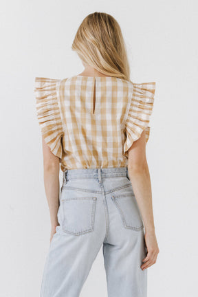 ENGLISH FACTORY - Gingham Ruffled Top - TOPS available at Objectrare