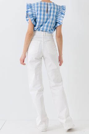 Gingham Ruffled Top
