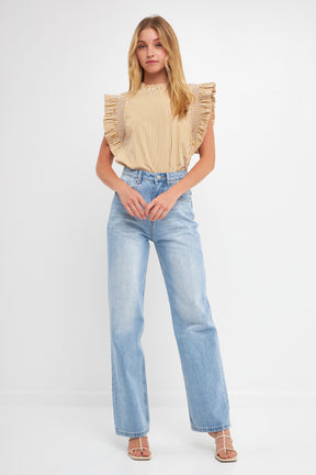 ENGLISH FACTORY - Striped Ruffled Top - TOPS available at Objectrare