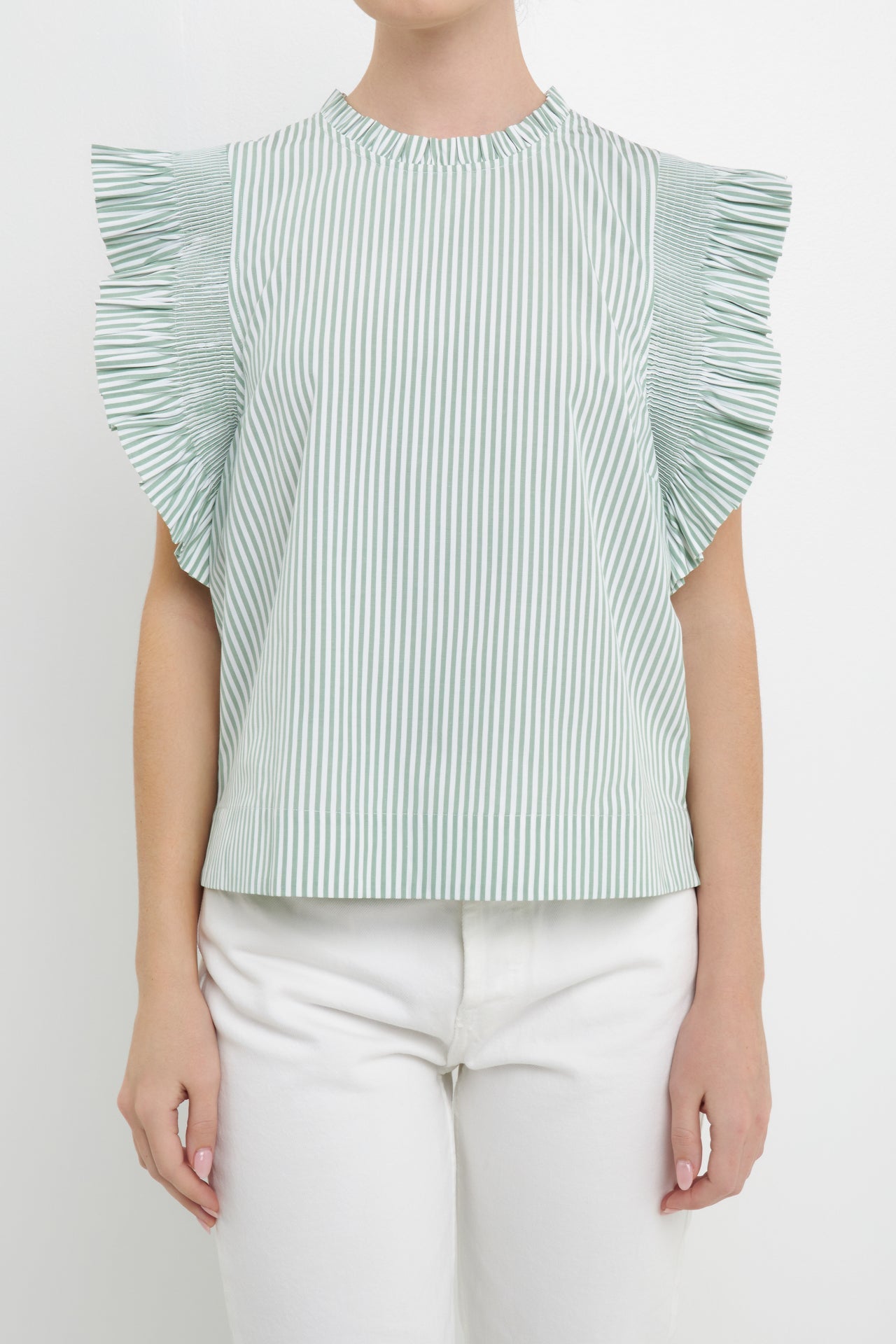 ENGLISH FACTORY - English Factory - Striped Ruffled Top - TOPS available at Objectrare