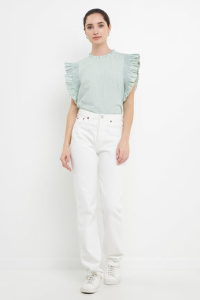 ENGLISH FACTORY - English Factory - Striped Ruffled Top - TOPS available at Objectrare