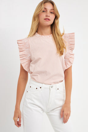 ENGLISH FACTORY - English Factory - Striped Ruffled Top - TOPS available at Objectrare