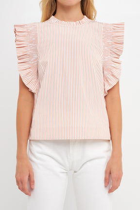 ENGLISH FACTORY - English Factory - Striped Ruffled Top - TOPS available at Objectrare