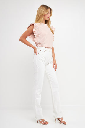 ENGLISH FACTORY - English Factory - Striped Ruffled Top - TOPS available at Objectrare