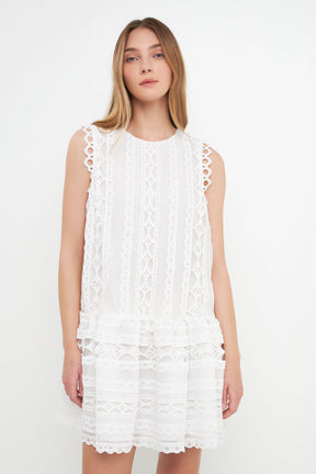 ENDLESS ROSE - Lace Trim Detail Mini Dress - DRESSES available at Objectrare