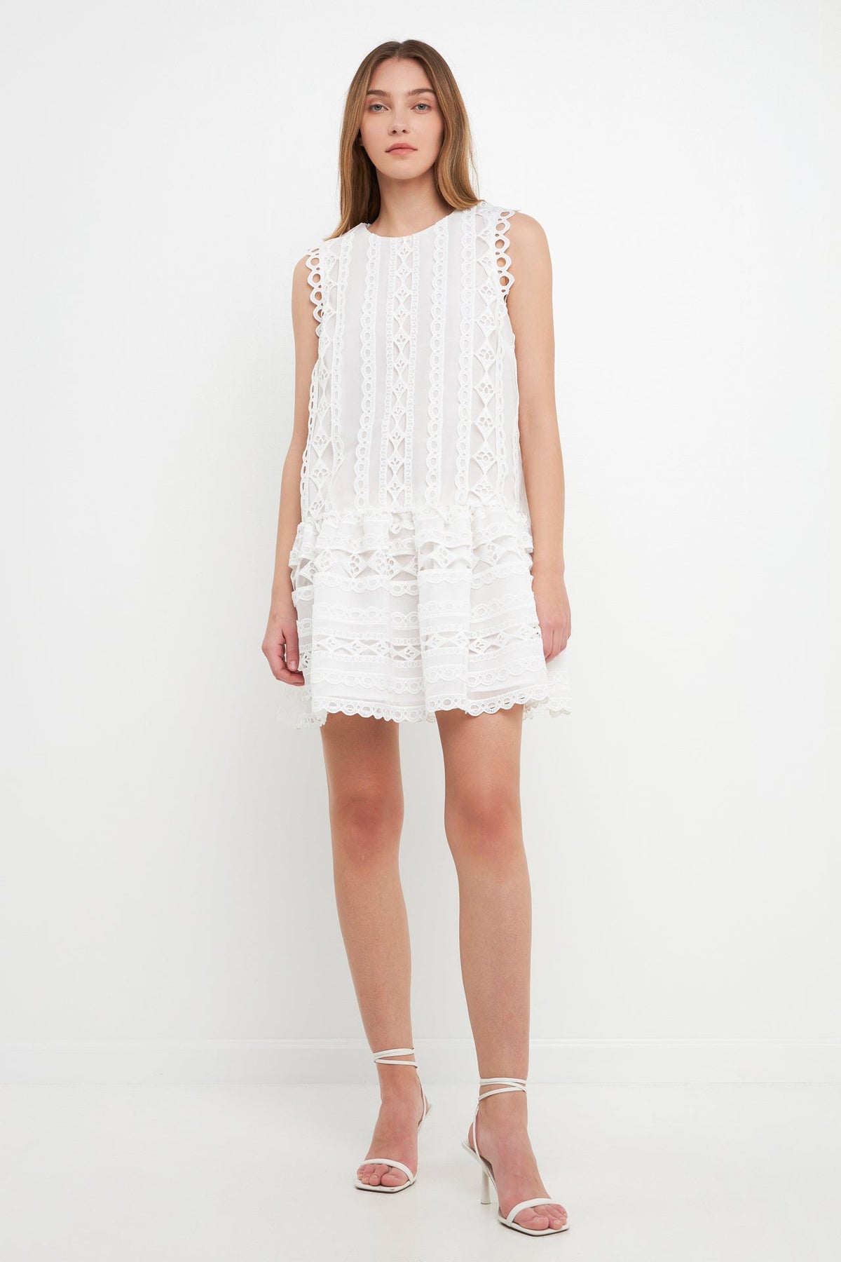 ENDLESS ROSE - Lace Trim Detail Mini Dress - DRESSES available at Objectrare