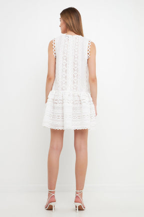 ENDLESS ROSE - Lace Trim Detail Mini Dress - DRESSES available at Objectrare