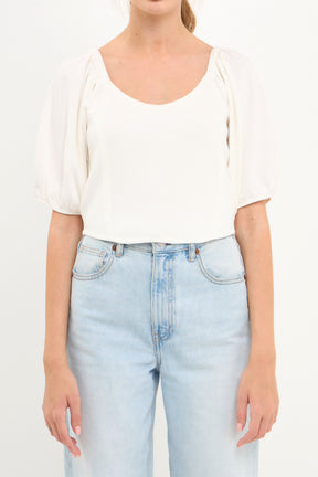 ENGLISH FACTORY - Puff Sleeve Knit Top - TOPS available at Objectrare