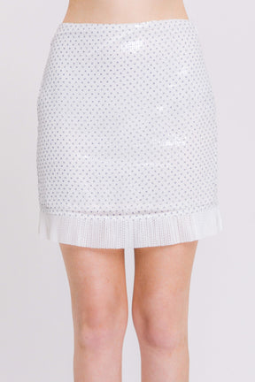 Sequin Pleated Mesh Hem Skirt