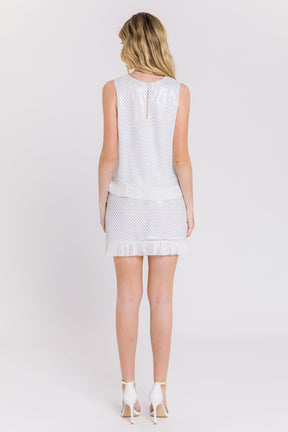 Sequin Pleated Mesh Hem Skirt