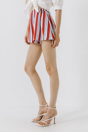 LA'VEN - Stripe Elastic Waist Shorts - SHORTS available at Objectrare
