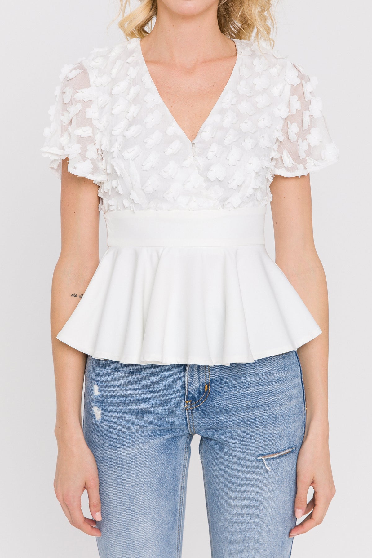 ENDLESS ROSE - Floral Fabric With Flounce Hem Top - TOPS available at Objectrare