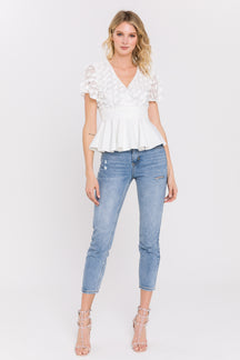 ENDLESS ROSE - Floral Fabric With Flounce Hem Top - TOPS available at Objectrare