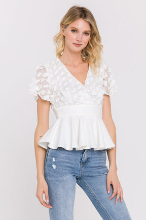 ENDLESS ROSE - Floral Fabric With Flounce Hem Top - TOPS available at Objectrare