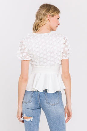 ENDLESS ROSE - Floral Fabric With Flounce Hem Top - TOPS available at Objectrare