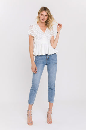 ENDLESS ROSE - Floral Fabric With Flounce Hem Top - TOPS available at Objectrare