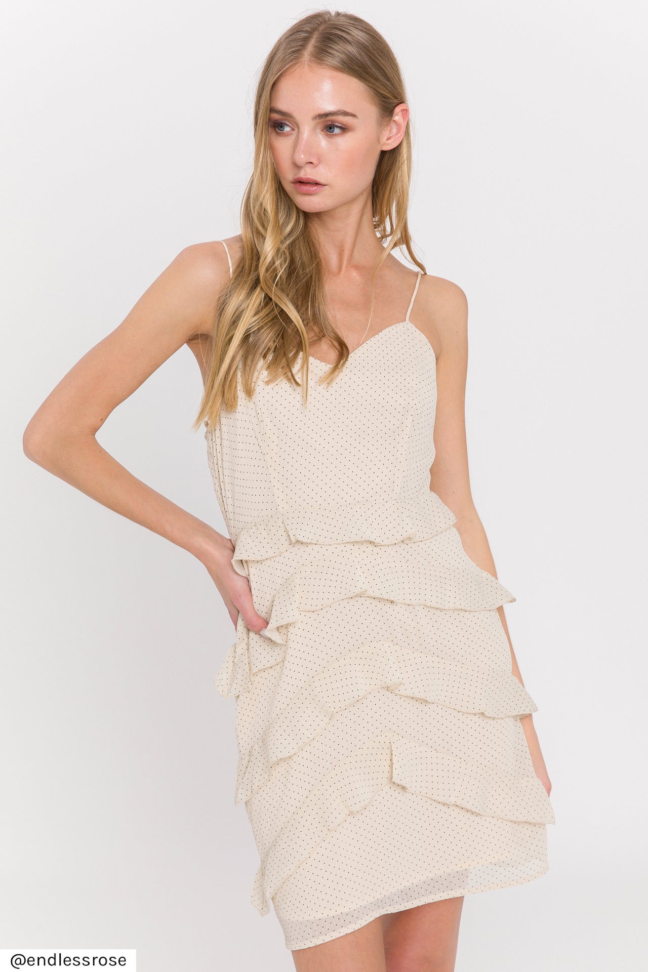 ENDLESS ROSE - Ruffled Strap Fitted Dress - DRESSES available at Objectrare