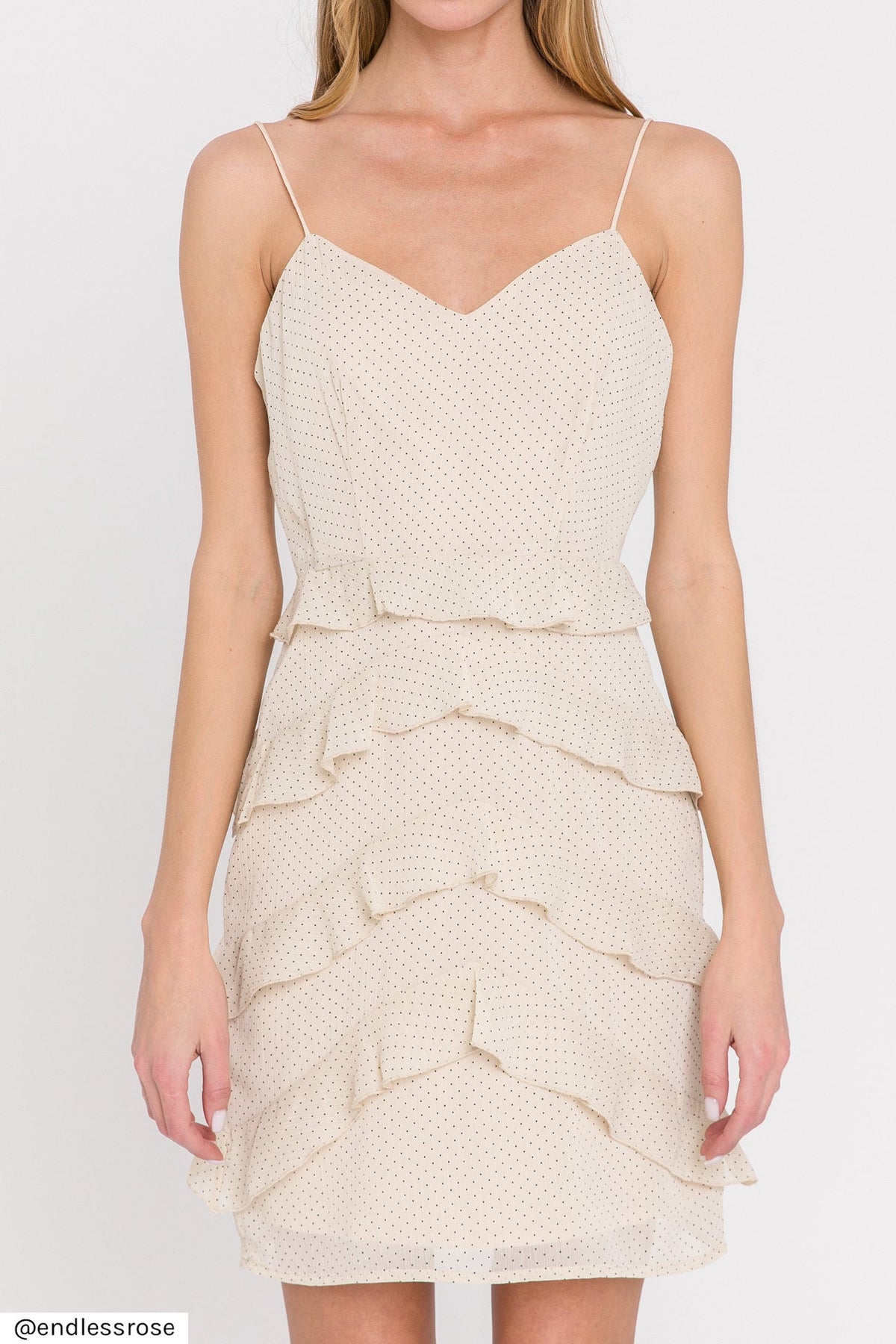 ENDLESS ROSE - Ruffled Strap Fitted Dress - DRESSES available at Objectrare