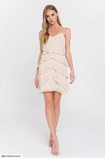 ENDLESS ROSE - Ruffled Strap Fitted Dress - DRESSES available at Objectrare