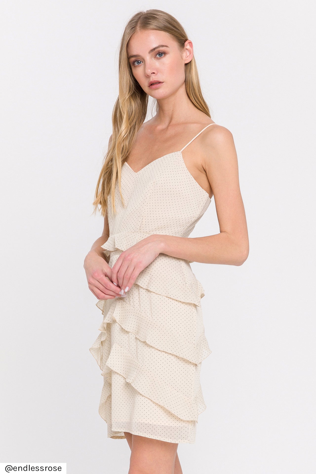 ENDLESS ROSE - Ruffled Strap Fitted Dress - DRESSES available at Objectrare