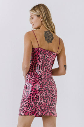 ENDLESS ROSE - Leopard Sequin Mini Dress - DRESSES available at Objectrare